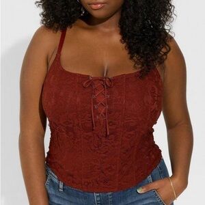 Torrid fire brick Lace Corset Crop Top
